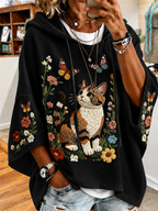Women's Cat and Flower Hoodie