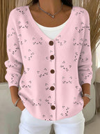 Women'S Cat Printed Casual Cardigan