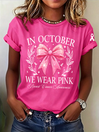 Women's In October We Wear Pink Printed Casual T-Shirt