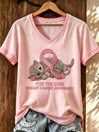 Women'S Breast Cancer Promotional Print Short Sleeved T-Shirt