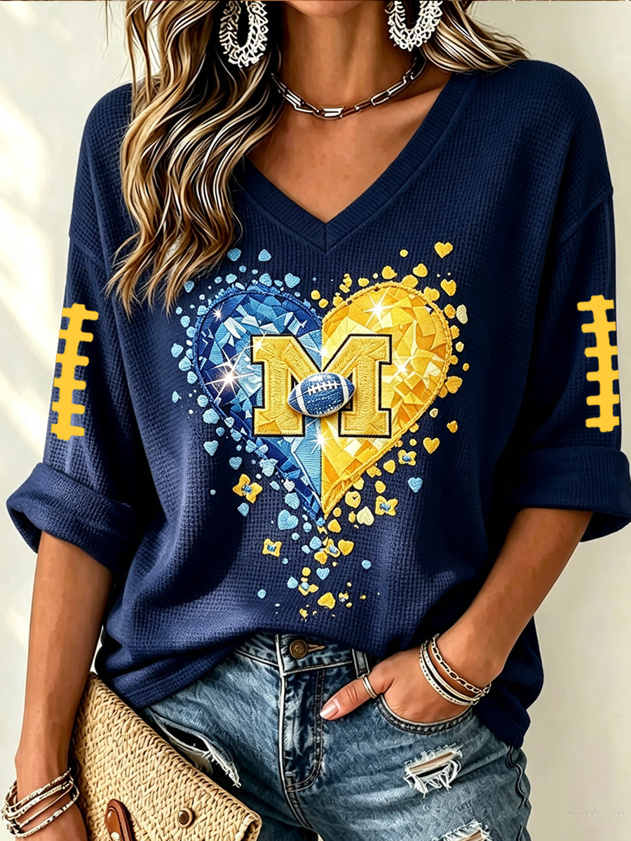 Women's Rugby Print Waffle T-Shirt
