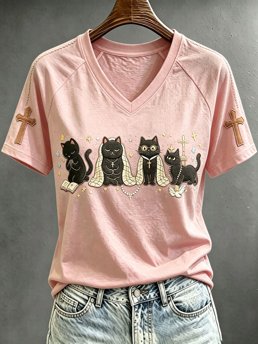 Women's Fun Christian-Themed Cat T-Shirt