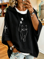 Women'S Faith Cat Printed Casual Hoodie