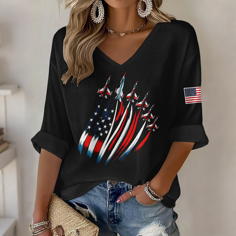 Women's casual Independence Day commemorative printed tie dye T-shirt, commemorating the 250th anniversary of the founding of the United States