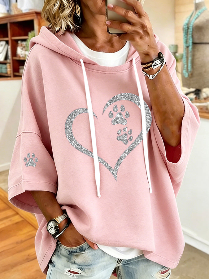 Women'S Vintage Paw Print Hoodie