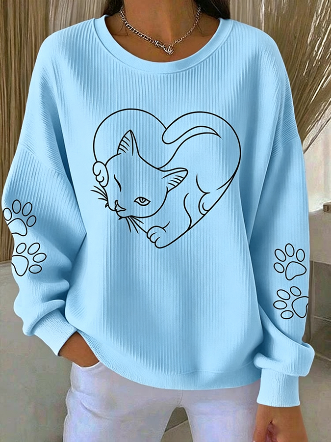 Women'S Cute Cat Printed Casual Sportswear