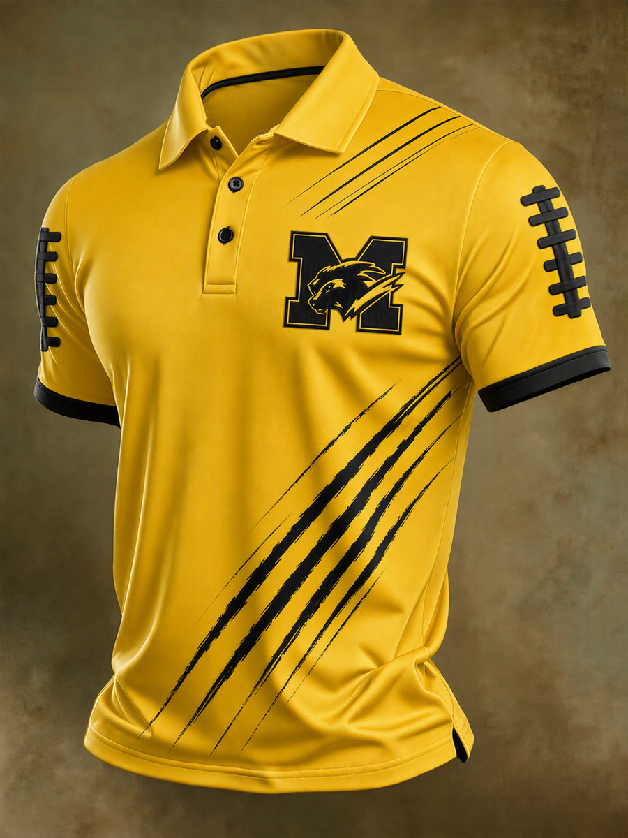 Men's Football Sports Casual Polo Shirt