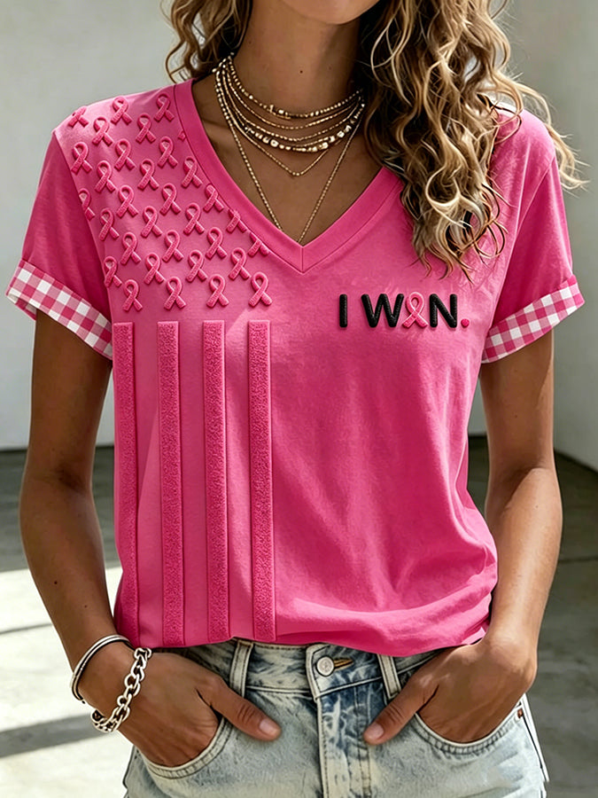 Women'S Breast Cancer Awareness Printed Casual T-Shirt