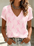 Women'S Ribbon Printed Casual Short Sleeved T-Shirt