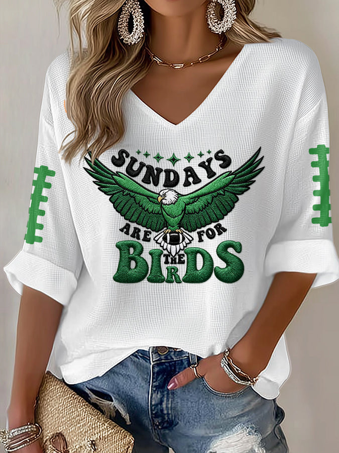 Women'S Football  Print Waffle  Top