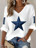 Women'S Football Print Waffle  Top