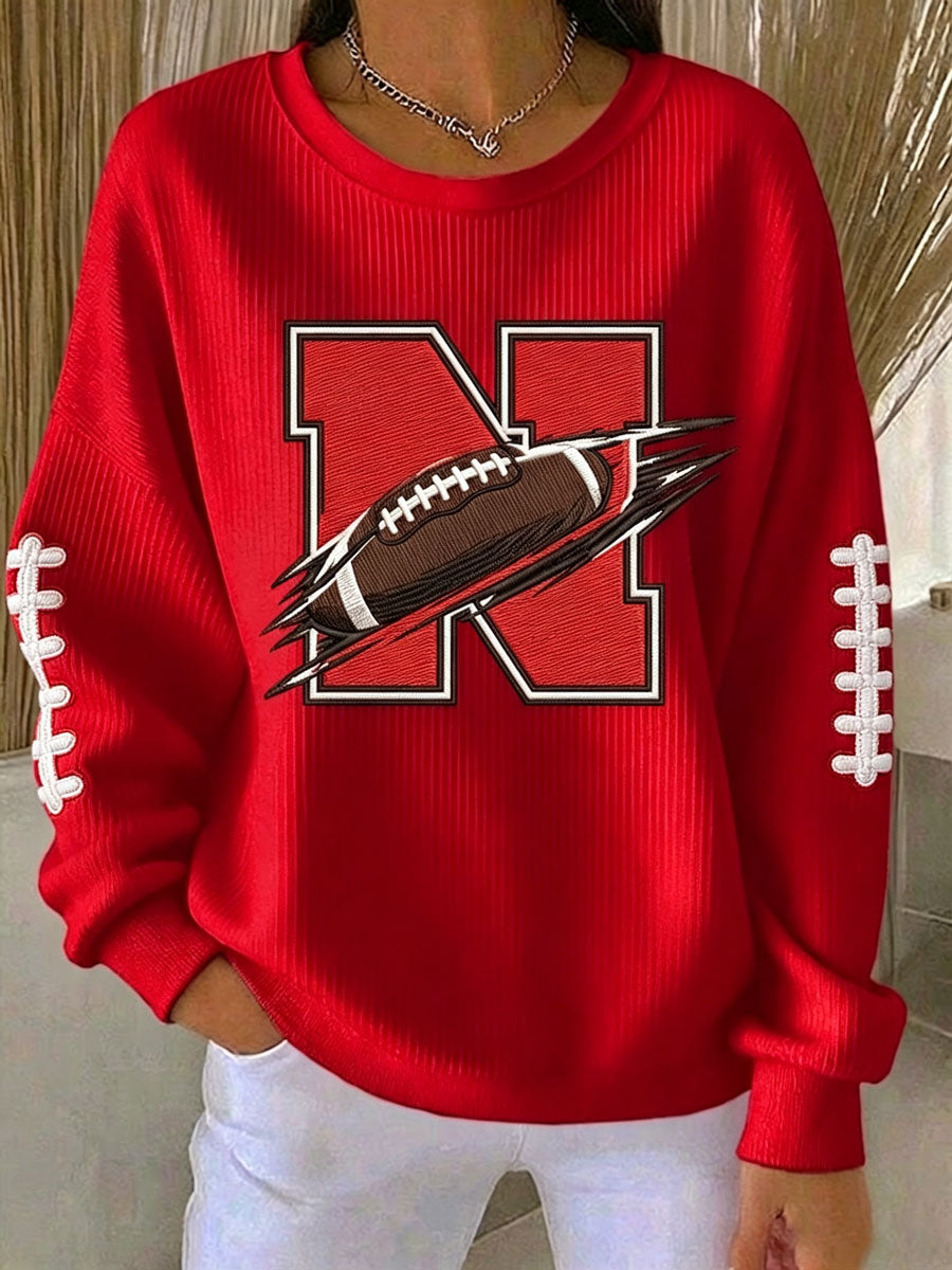 Women'S Football Print Casual Sweatshirt