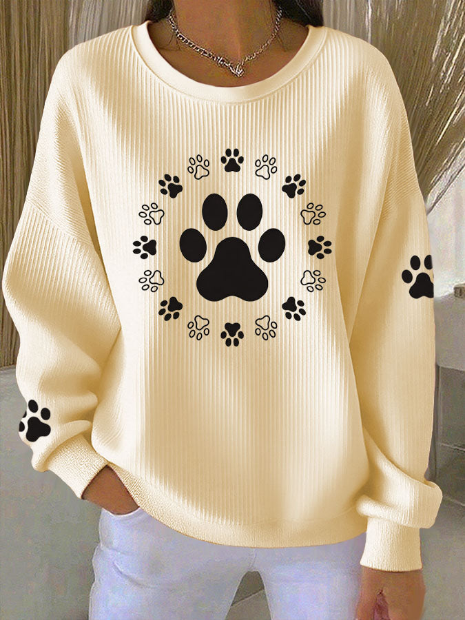 Women's Dog Paw Print Casual Sweatshirt