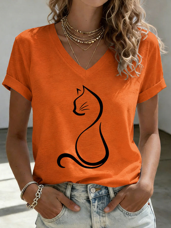 Women'S Cat Print T-shirt