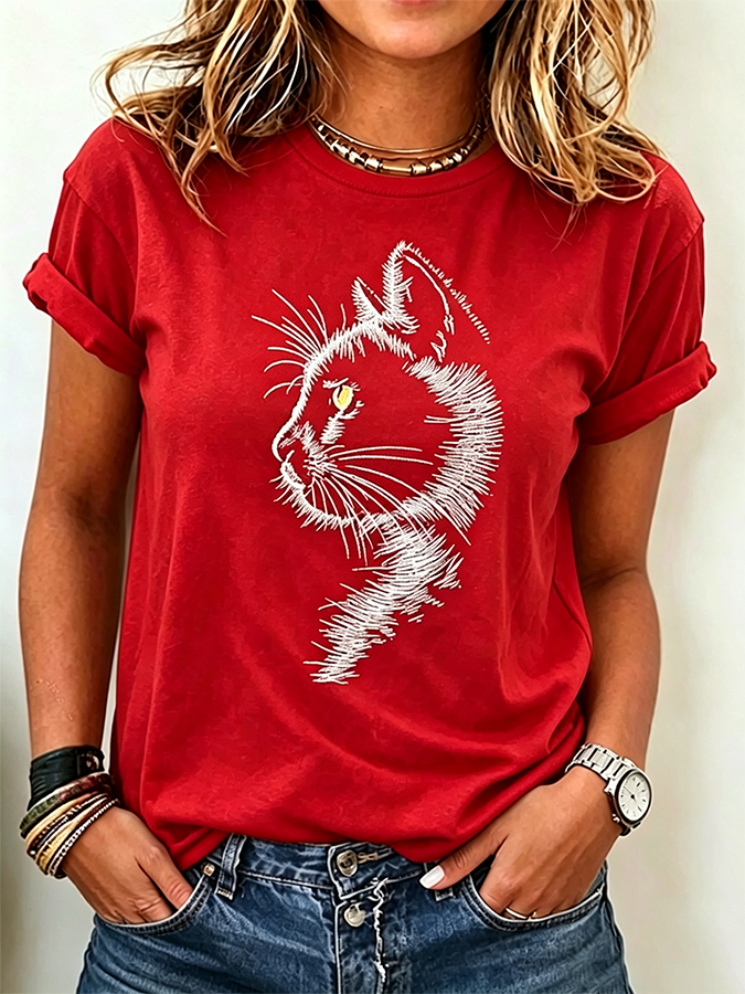 Cute Cat Claw Printed Casual T-Shirt