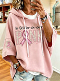 Women'S Vintage Breast Cancer Ribbon Print Hoodie