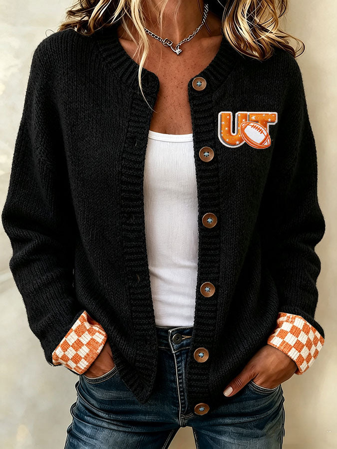 Women'S Casual Football Plant Knitted Cardigan Top