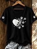 Women'S Cat Printed V-Neck Top