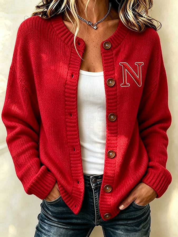 Women'S Casual Football Plant Knitted Cardigan Top