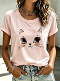 Women'S Cat Printed Casual T-Shirt
