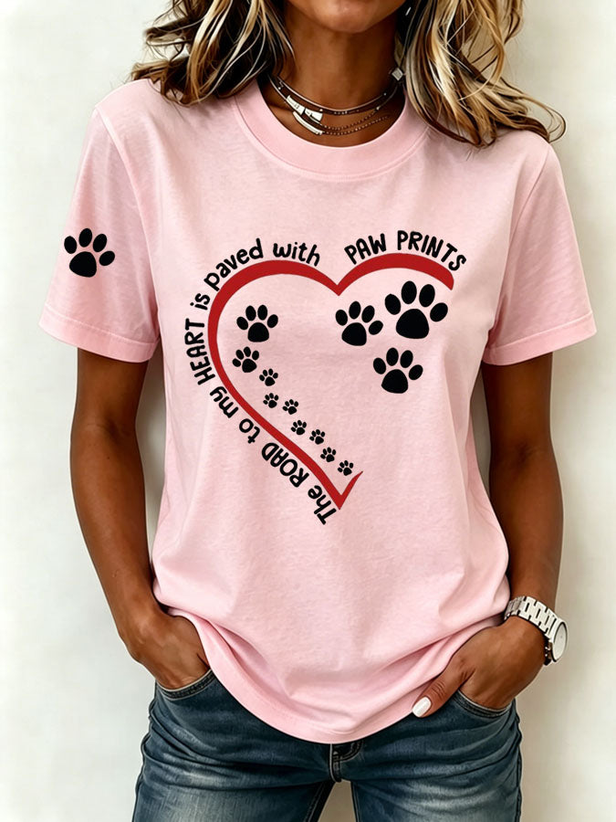 Women's Heart and Paw Print T-Shirt