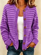 Women'S Casual Striped Knitted Cardigan