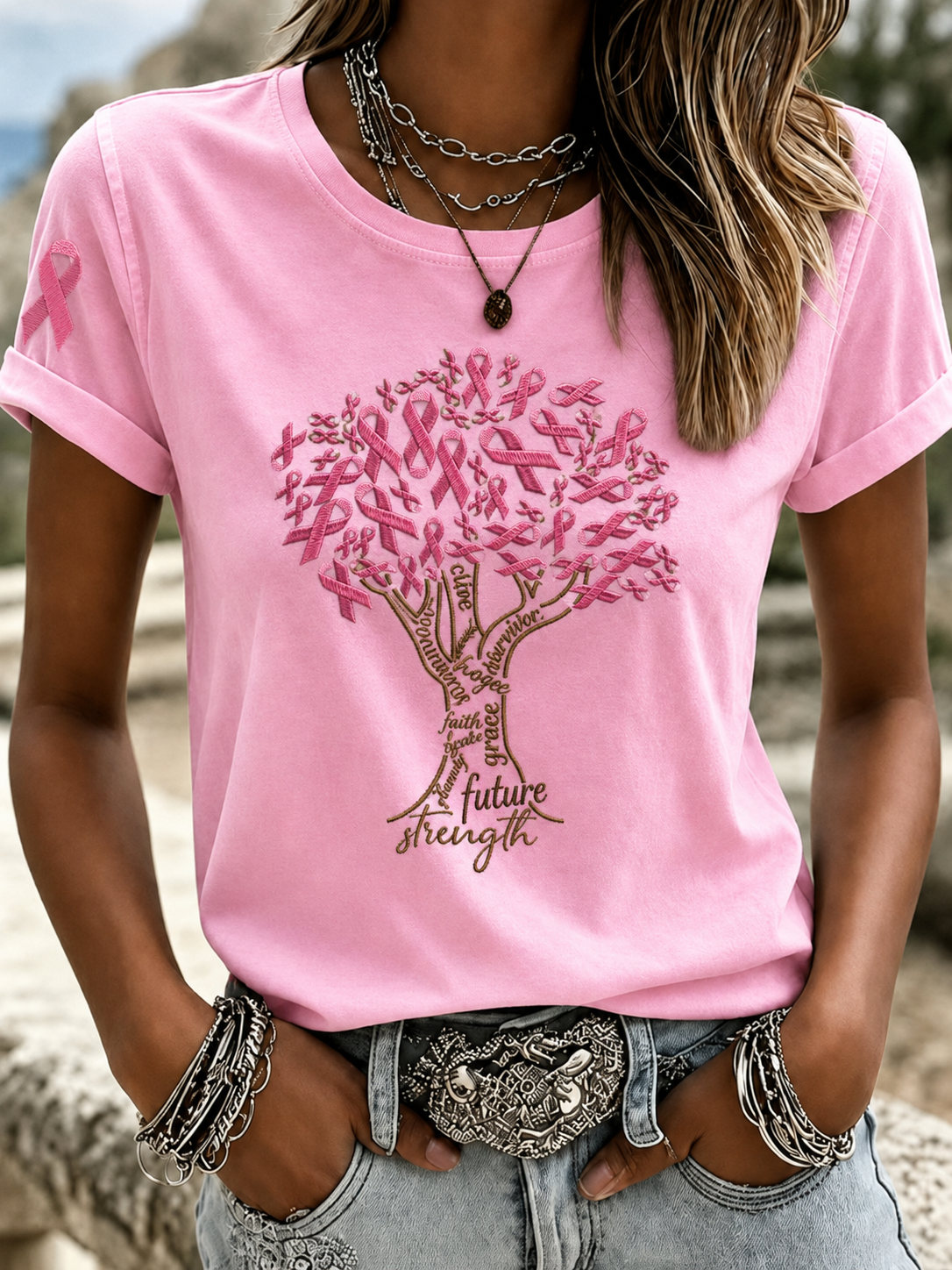Women Leopard Truck Pink Ribbon Breast Cancer Warrior T-Shirt