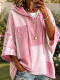 Women's Pink Patched Art Printed Hoodie
