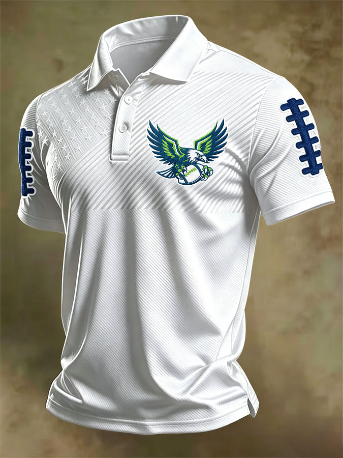 Men'S Football Print Polo T-Shirt