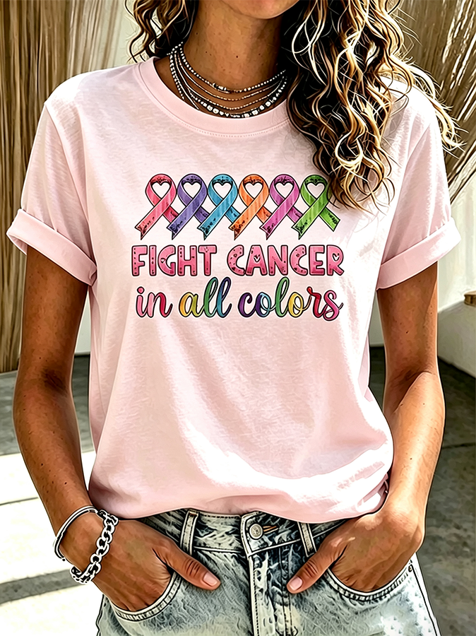 Women'S Casual All Cancer Fight T-Shirt