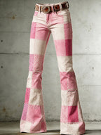 Women's Retro Daily Art Plaid Flared Pants