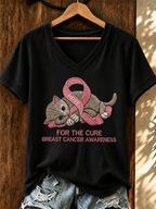 Women'S Breast Cancer Promotional Print Short Sleeved T-Shirt