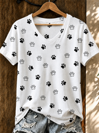 Women'S Cat Printed V-Neck T-Shirt