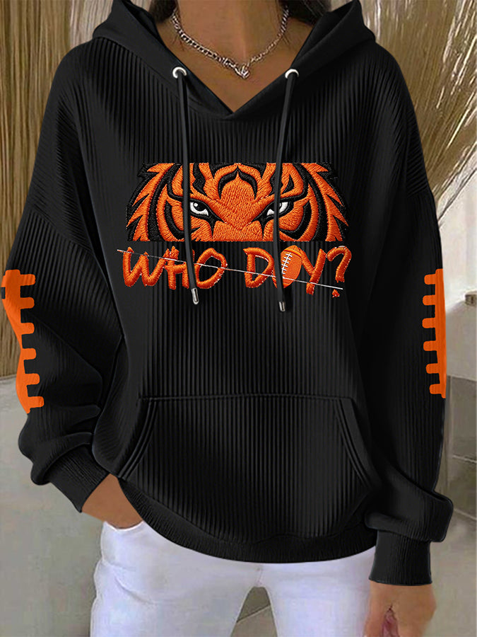 Women'S Football Print Hooded Sweatshirt