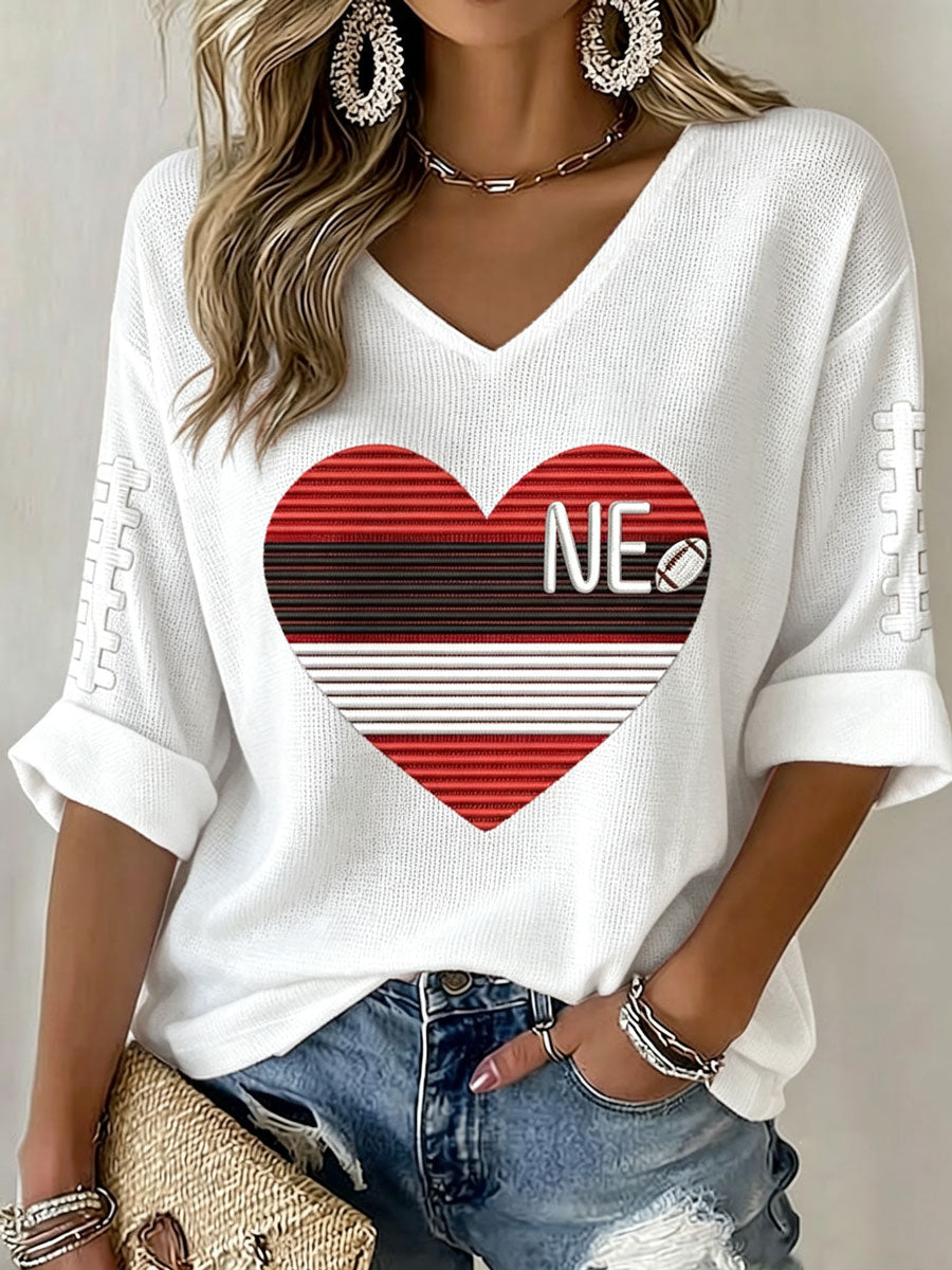 Women'S Football Print Waffle Top