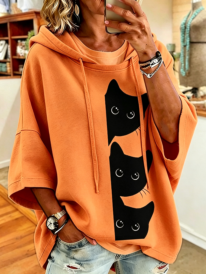 Women's Cat Print Sweatshirt