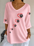 Women's Paw Print Casual T-shirt