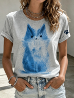 Women'S Cat Printed T-Shirt