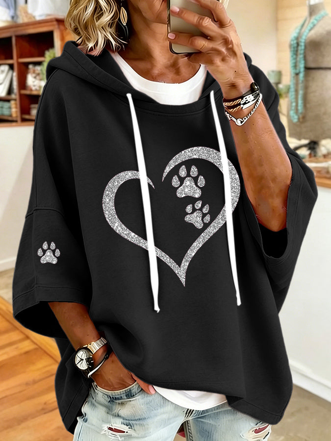 Women'S Vintage Paw Print Hoodie