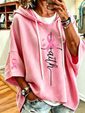 Women's Breast Cancer Print Loose Sweatshirt