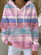 Women'S Breast Cancer Awareness Print Long Sleeve Hooded Sweatshirt