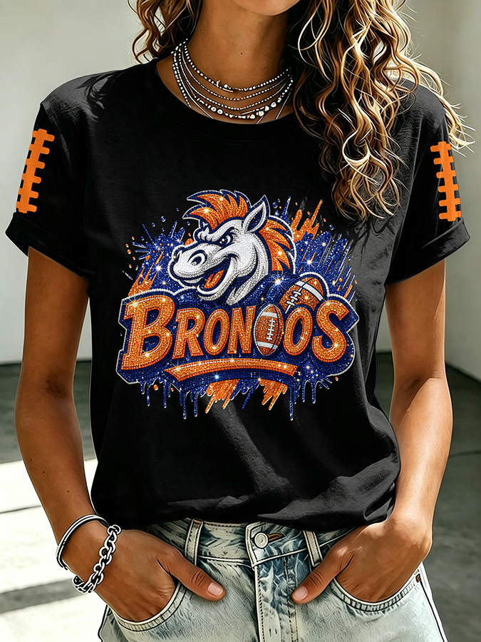 Women'S Casual Football Tie Dye Sports T-Shirt