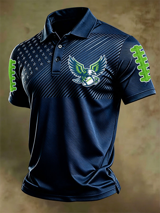 Men'S Football Print Polo T-Shirt