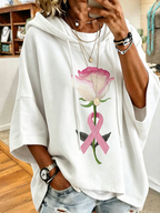 Women's Simple Floral Embroidery Hooded Sweatshirt