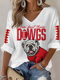 Women'S Football Print Waffle  Top