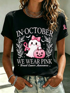 Women'S Pink Art Printed Casual T-Shirt