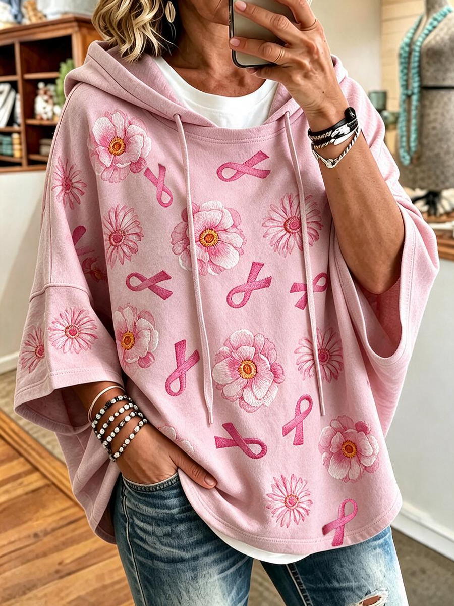 Women'S Breast Cancer Promotion Month Printed Hoodie