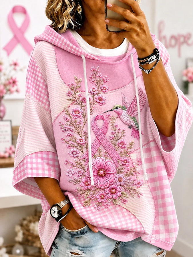 Women'S Vintage Ribbon Print Hoodie