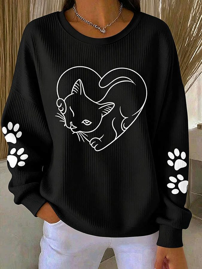 Women'S Cute Cat Printed Casual Sportswear