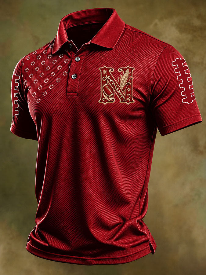 Men'S Retro Rugby Collar Polo T-Shirt